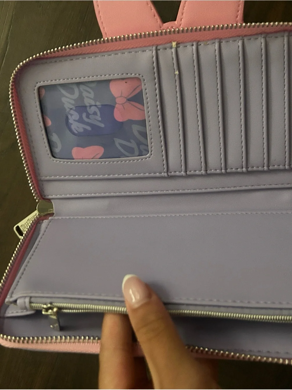 Loungefly Daisy Duck Lavender Pink Bow Zip Wallet